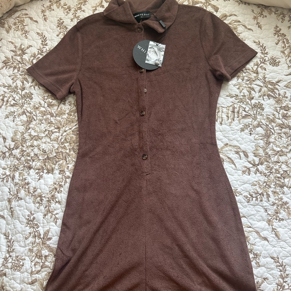 White Fox Boutique Brown Polo Collar Jumpsuit